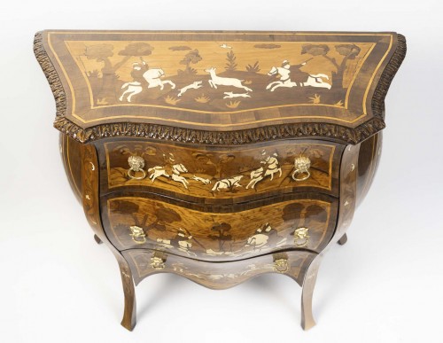 Commode lombarde fin XVIIIa début XIXe - Mobilier Style 