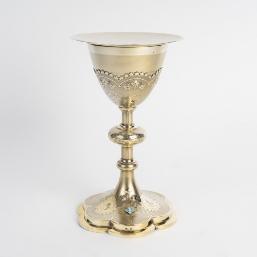 19th century Chalice and paten in vermeil - Religious Antiques Style 
