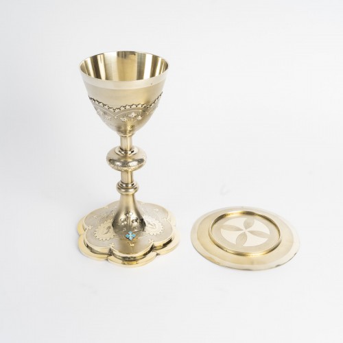  - 19th century Chalice and paten in vermeil
