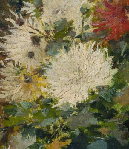 Tableaux et dessins Tableaux XIXe siècle - Cauchois Eugêne-Henri (1850 -1911) dit "Langlois", Bouquet de Crysanthèmes