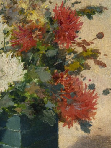 Cauchois Eugêne-Henri (1850 -1911) dit "Langlois", Bouquet de Crysanthèmes - Catel Antiquités