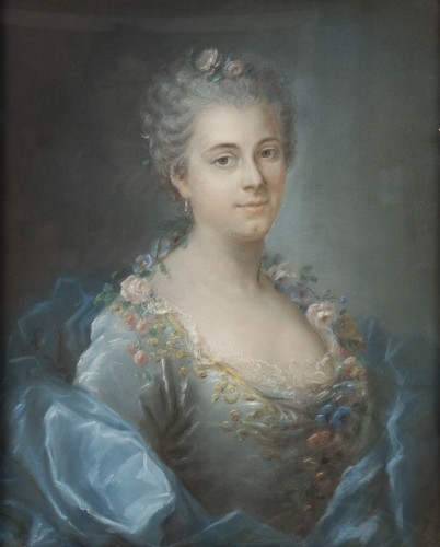 La marquise de Lage, portrait d'époque Louis XV - Tableaux et dessins Style Louis XV