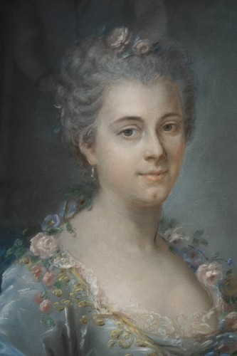 Tableaux et dessins Dessin, Aquarelle & Pastel - La marquise de Lage, portrait d'époque Louis XV