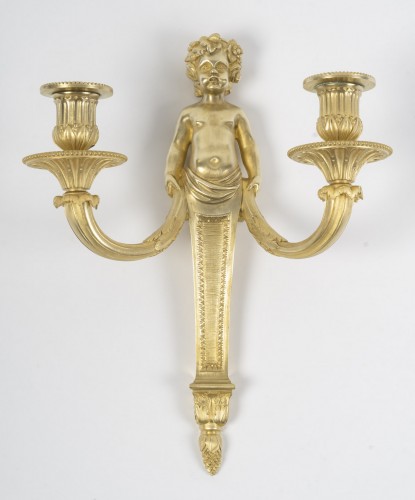 Paire d'appliques en bronze doré d'époque Napoléon III - Luminaires Style Napoléon III