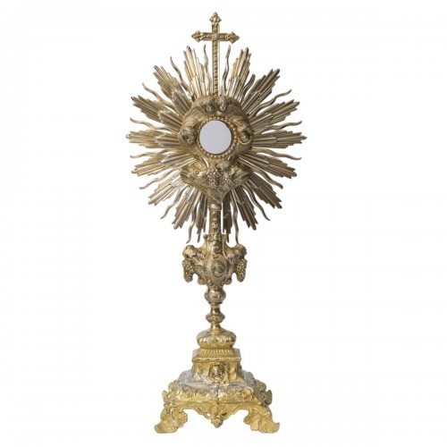 Ostensoir en argent et vermeil à décor de chérubins, d'époque Napoléon III (1848-1870