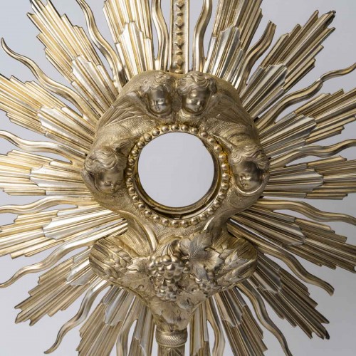 Ostensoir en argent et vermeil à décor de chérubins, d'époque Napoléon III (1848-1870 - Art sacré, objets religieux Style Napoléon III