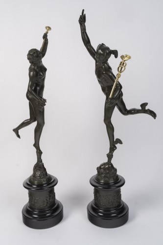 La Renommée et Mercure d'après Jean de Bologne (1529-1608), d'époque Napoléon III - Sculpture Style Napoléon III