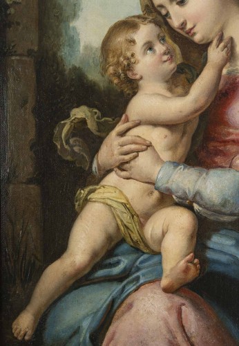XIXe siècle - Madone à l'enfant attribuée à Francesco Podesti (1800-1895)