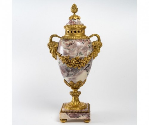 Pair Of Napoleon III Marble And Gilded Bronze Cassolettes - Decorative Objects Style Napoléon III