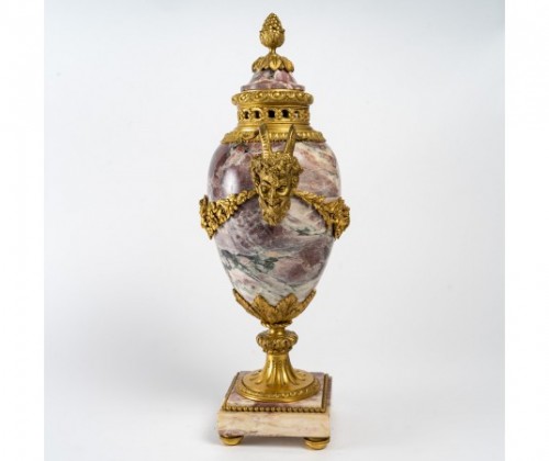 Decorative Objects  - Pair Of Napoleon III Marble And Gilded Bronze Cassolettes
