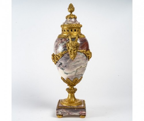 Pair Of Napoleon III Marble And Gilded Bronze Cassolettes - 