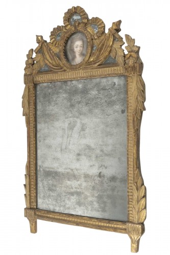 Gilded wooden pediment mirror, Louis XVI period