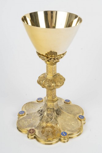 Neo-Gothic-style bronze chalice Late 19th, early 20th century - Religious Antiques Style 