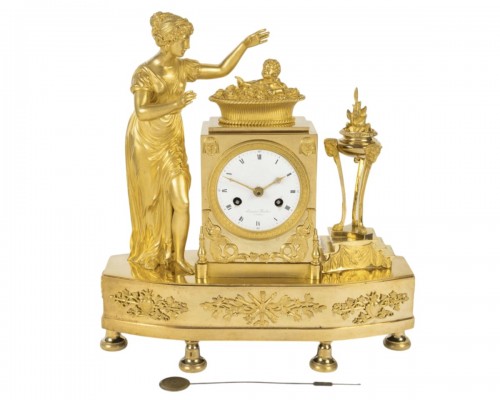 Gilded bronze clock, “The Birth of Love,” signed Lemoine Beudan. 19th century