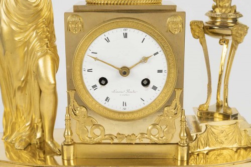 19th century - Gilded bronze clock, “The Birth of Love,” signed Lemoine Beudan. 19th century