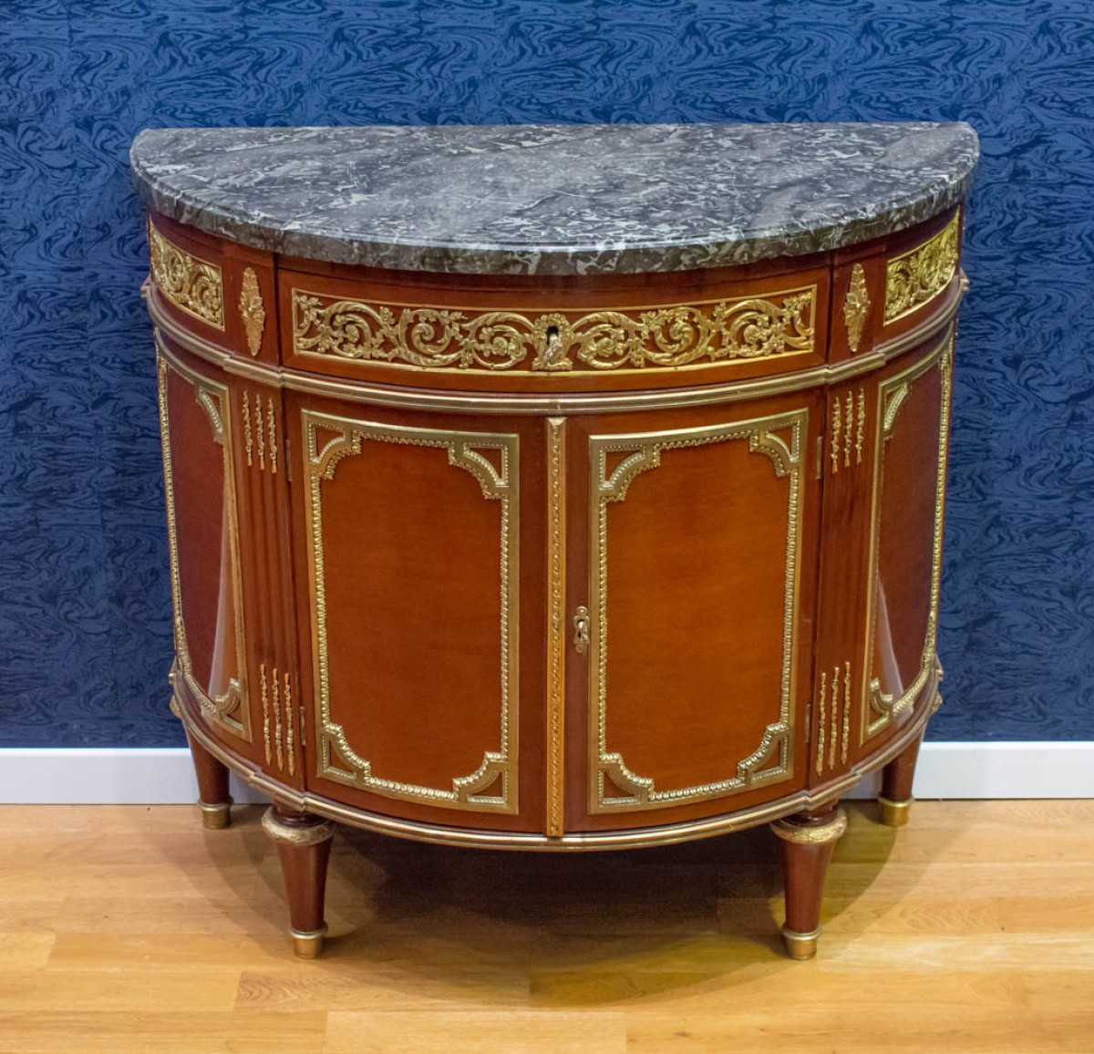 A Louis Xvi Style Mahagony Demi Lune Commode Ref 71312