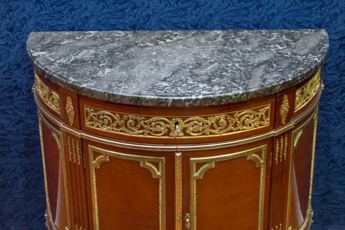 Furniture  - A Louis XVI style mahagony demi-lune commode