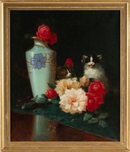 Maurice Isabelle Sprenger-Sébilleau (1849 - 1907) - Flowers with Cats