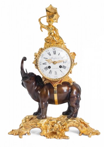 A gilt bronze clock "à l'éléphant".