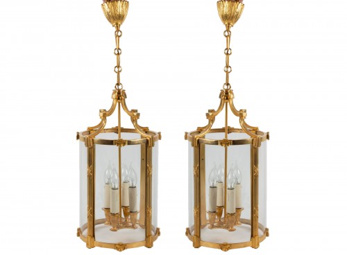 A Pair of bronze lanterns