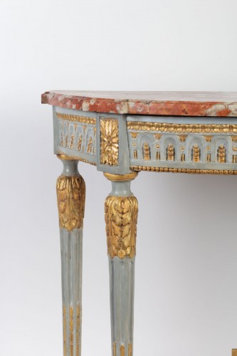 Paire de consoles demi-lune d'époque Louis XVI (1774 - 1793) - Catel Antiquités