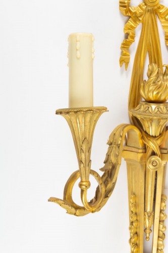 Lighting  - A Pair of Louis XVI style bronze scones.