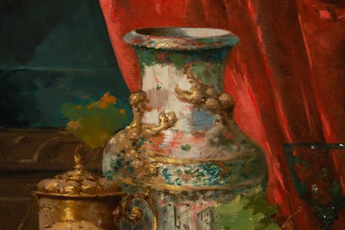 Emile Godchaux (1860 - 1938) - Assiette de fruits au vase de Chine - Catel Antiquités