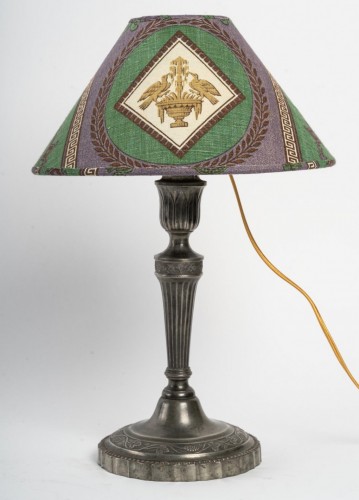 19th century - A pair of tin candelsticks mounted Lamps