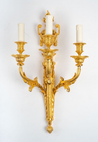Paire d'appliques en bronze doré, fin XIXe siècle - Luminaires Style 