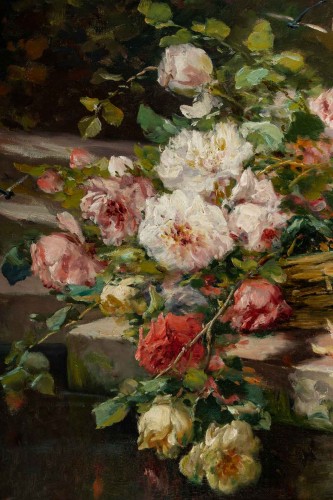 Roses on an entablature - P. Valmon (1850 - 1911) - 