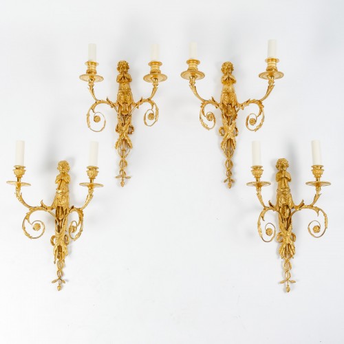 Suite de quatre appliques XIXe siècle - Luminaires Style 