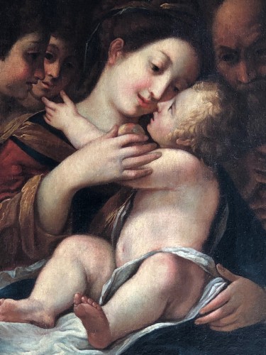 Vierge à l'enfant entourée de deux anges et de saint Joseph - Tableaux et dessins Style 