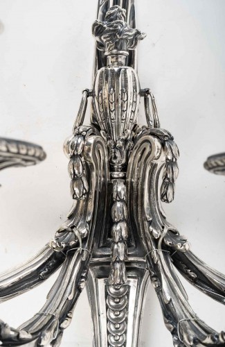 XIXe siècle - Suite de quatre appliques en bronze argenté
