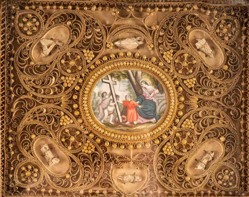 Paperolle - reliquaire du XVIIe siècle - Art sacré, objets religieux Style Louis XIV