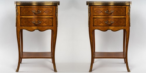 A Pair of Bedside Tables in Louis XV Style.