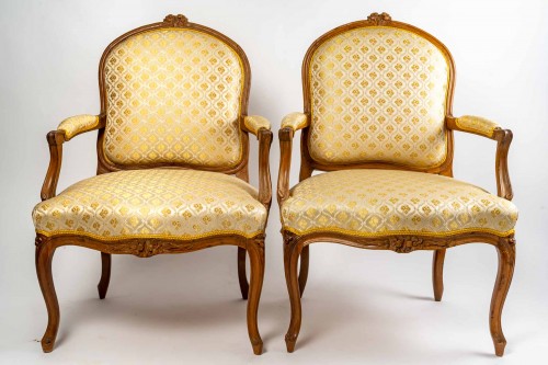Paire de fauteuils d'époque Louis XV - Sièges Style Louis XV