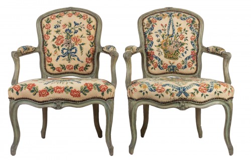 A Pair Louis XV armchairs cabriolets