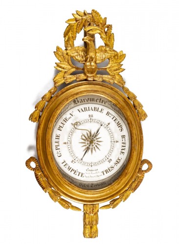 Baromètre en bois sculpté et doré d'époque Louis XVI