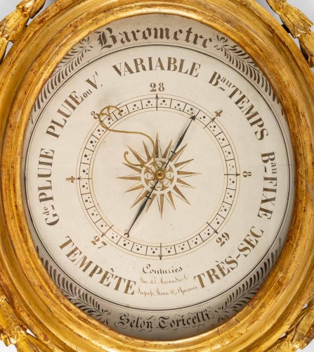 Baromètre en bois sculpté et doré d'époque Louis XVI - Objet de décoration Style Louis XVI