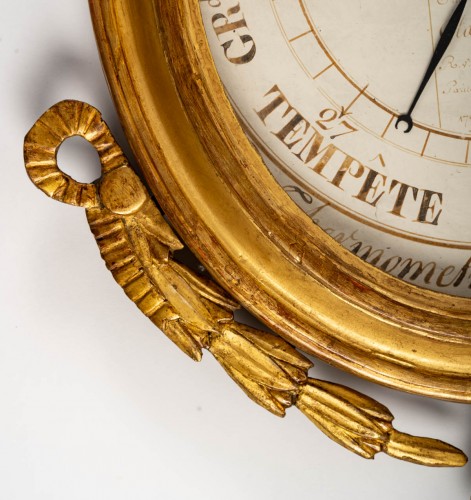 Baromètre - thermomètre en bois sculpté et doré d'époque Louis XVI  - Objet de décoration Style Louis XVI