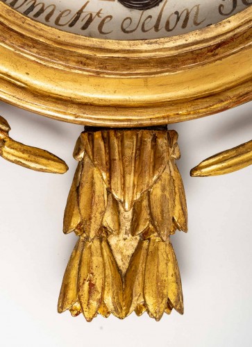 Baromètre - thermomètre en bois sculpté et doré d'époque Louis XVI  - Louis XVI