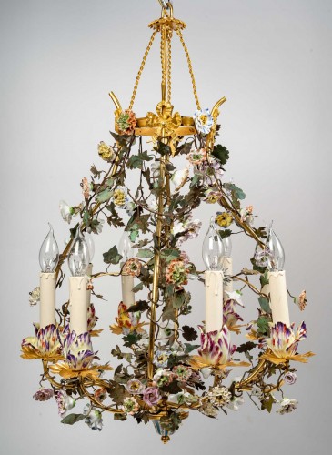 A Chandelier Decorated with Porcelain - Lighting Style 