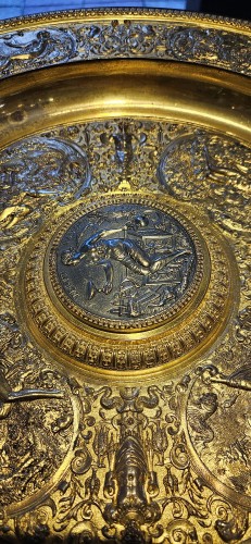 Antiquités - Grande aiguière et son bassin en bronze doré, modèle de F.BIOT (1550-1615 )