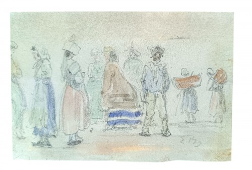 Louis-Eugène BOUDIN (1824-1898)  - Market Scene (study)