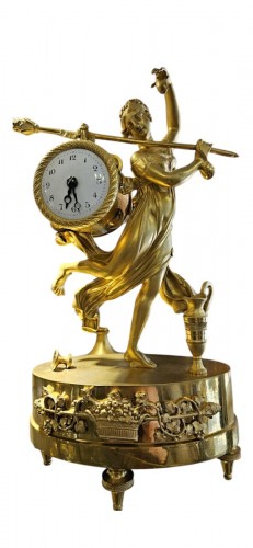  La Bacchante, pendule miniature Empire en bronze doré