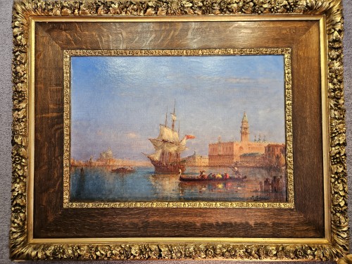 XIXe siècle - Venise, voiliers et gondoles devant le palais des Doges - Charles -Clément CALDERON (1870 -1906)