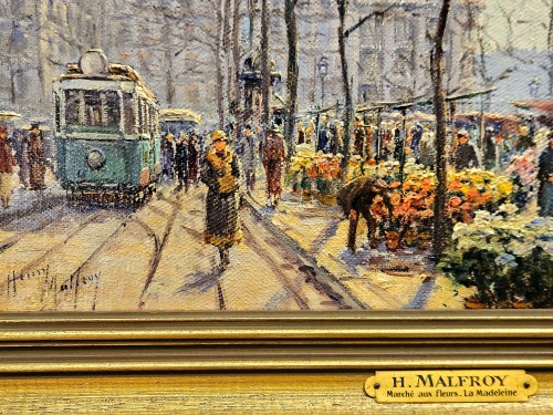 Tableaux et dessins Tableaux du XXe siècle - H.Malfroy -Le Marché aux fleurs à la Madeleine, Paris