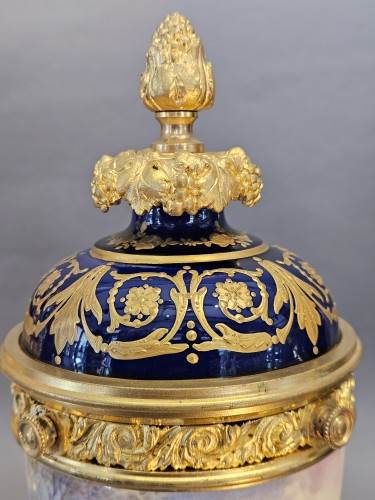 Paire de vases couverts en porcelaine de Sèvres et bronze doré - Hirsch Antiquités