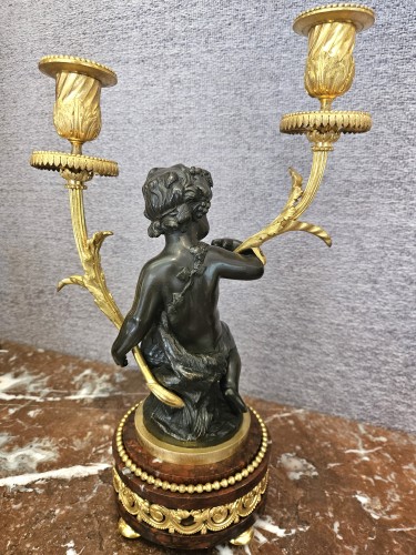Paire de candélabres aux putti en bronze doré et patiné - Napoléon III