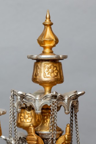Neo-Gothic mantel garniture in gilt and silvered bronze - Napoléon III